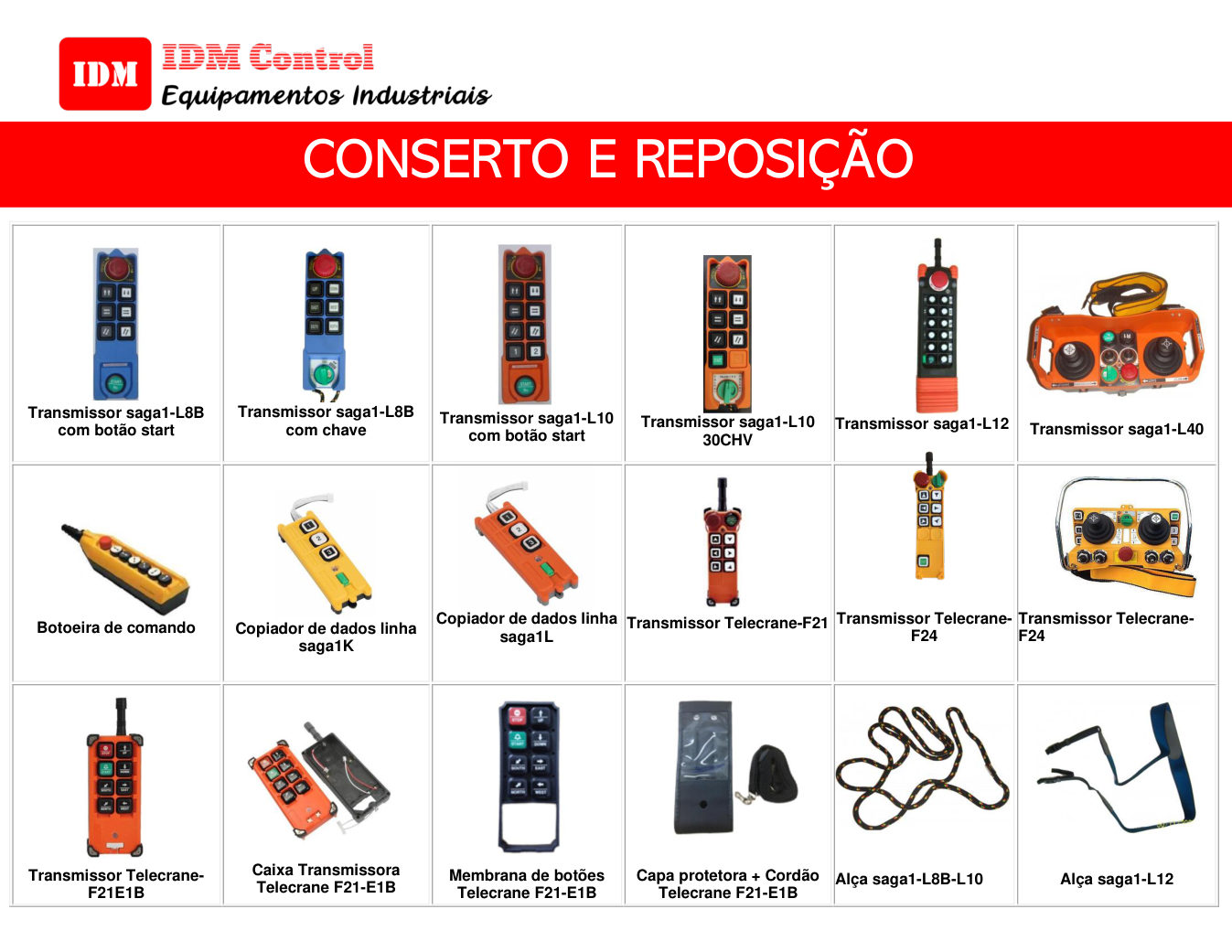 Transmissores, botoeiras e copiadores